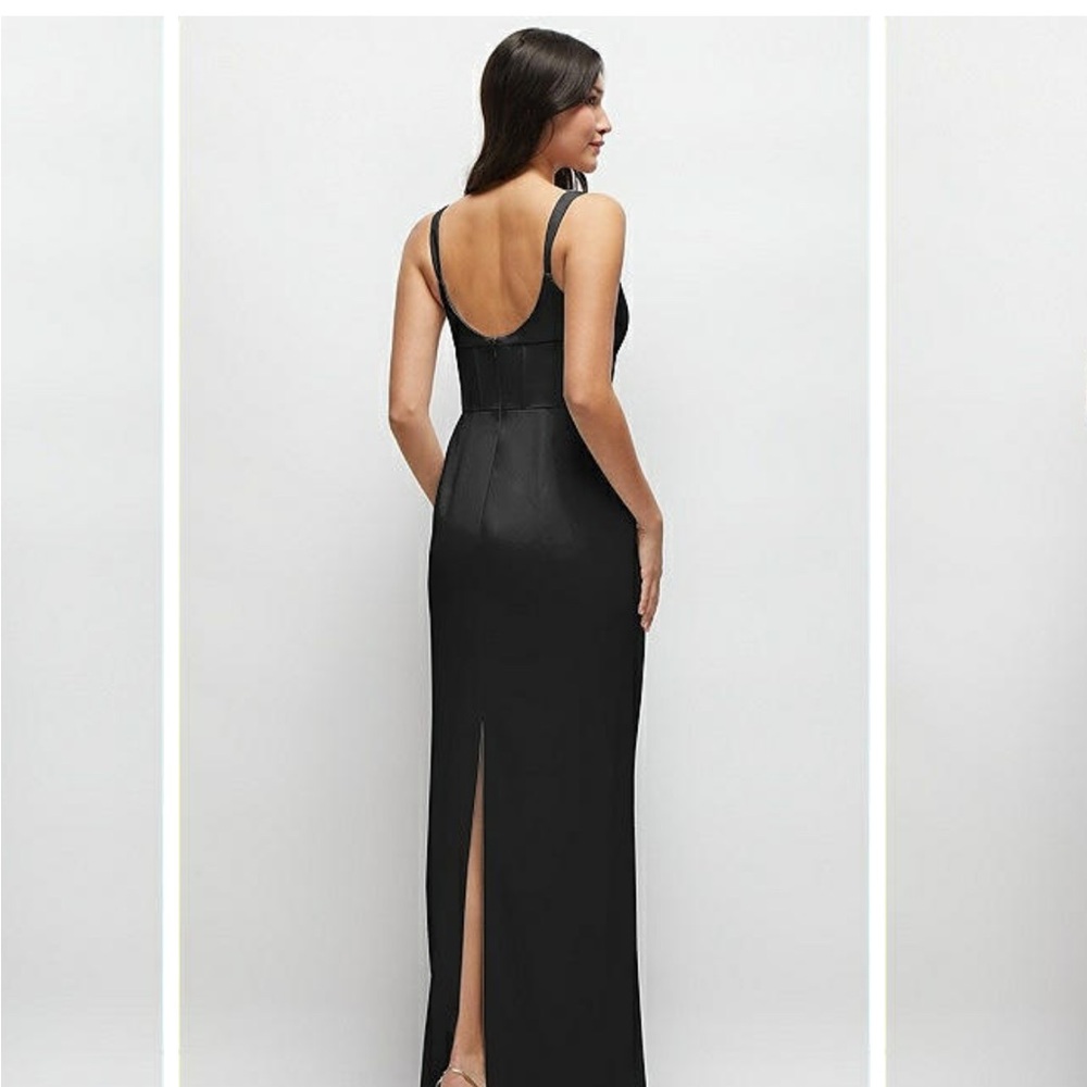 NWT Dessy Group Corset Midriff Crepe Column Gown - Picture 2 of 6